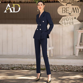 AD高级感西装套装女职业正装藏蓝色高端售楼部工作服秋冬经理工装