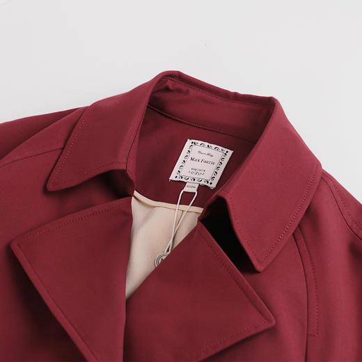 麦克斯菲瑞双排扣腰带修身酒红色风衣 mh1f160 商品图1