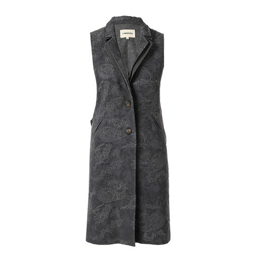 Famecoco范可儿灰色中长款马甲春重工刺绣开衫外搭F221CA003 商品图5