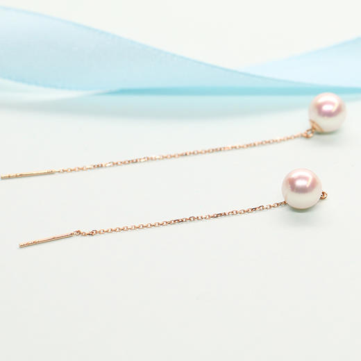 美裕 【星语】金18k海水珍珠耳线 7.5-8mm白 104222 商品图2
