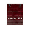BALENCIAGA 巴黎世家 女士小牛皮鳄鱼压纹字母徽标印花提挎包 酒红色 593826 1LR3N 6211 商品缩略图3