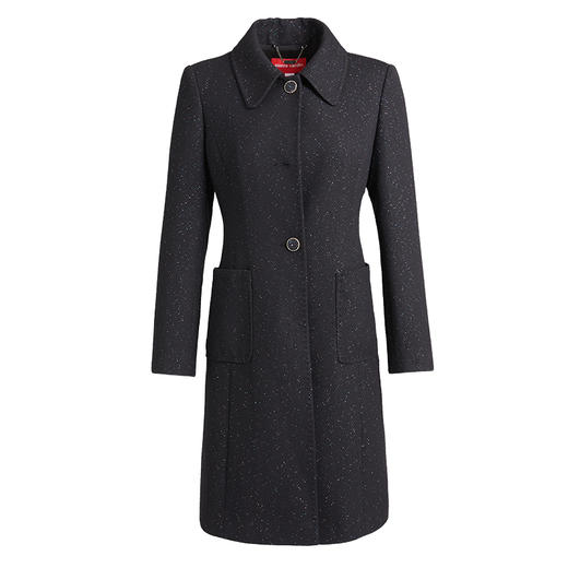 皮尔卡丹女装大衣黑色简约中长款百搭通勤羊毛呢外套P1413C1989B0
 商品图4