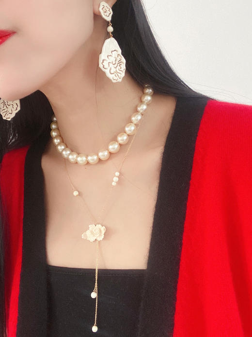 【月出】猛犸牙雕国粹·手工制作·牡丹18K金长链yc 商品图12