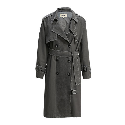 Famecoco范可儿炸街长风衣爆款牛仔拼接外套女F221AT009 商品图5