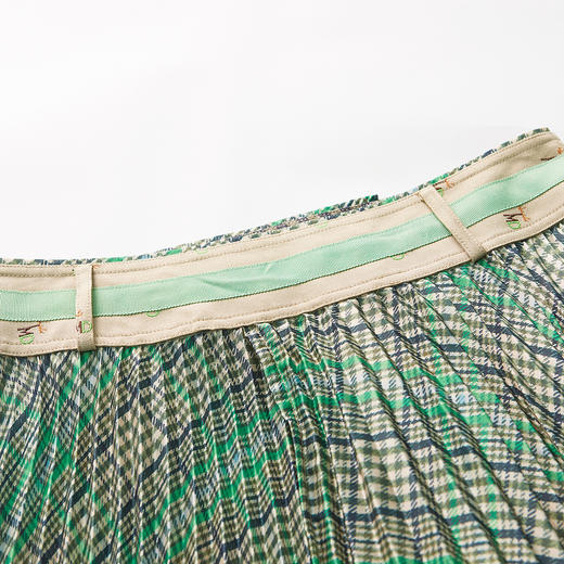 MIIDII谜底2022春新款减龄百褶裙复古学院风格子半身裙221MB0066 商品图3