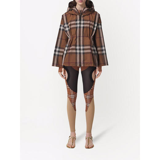 BURBERRY 博柏利 格纹再生聚酯纤维连帽外套 女士外套 深桦木棕 8049804 A9011 商品图3