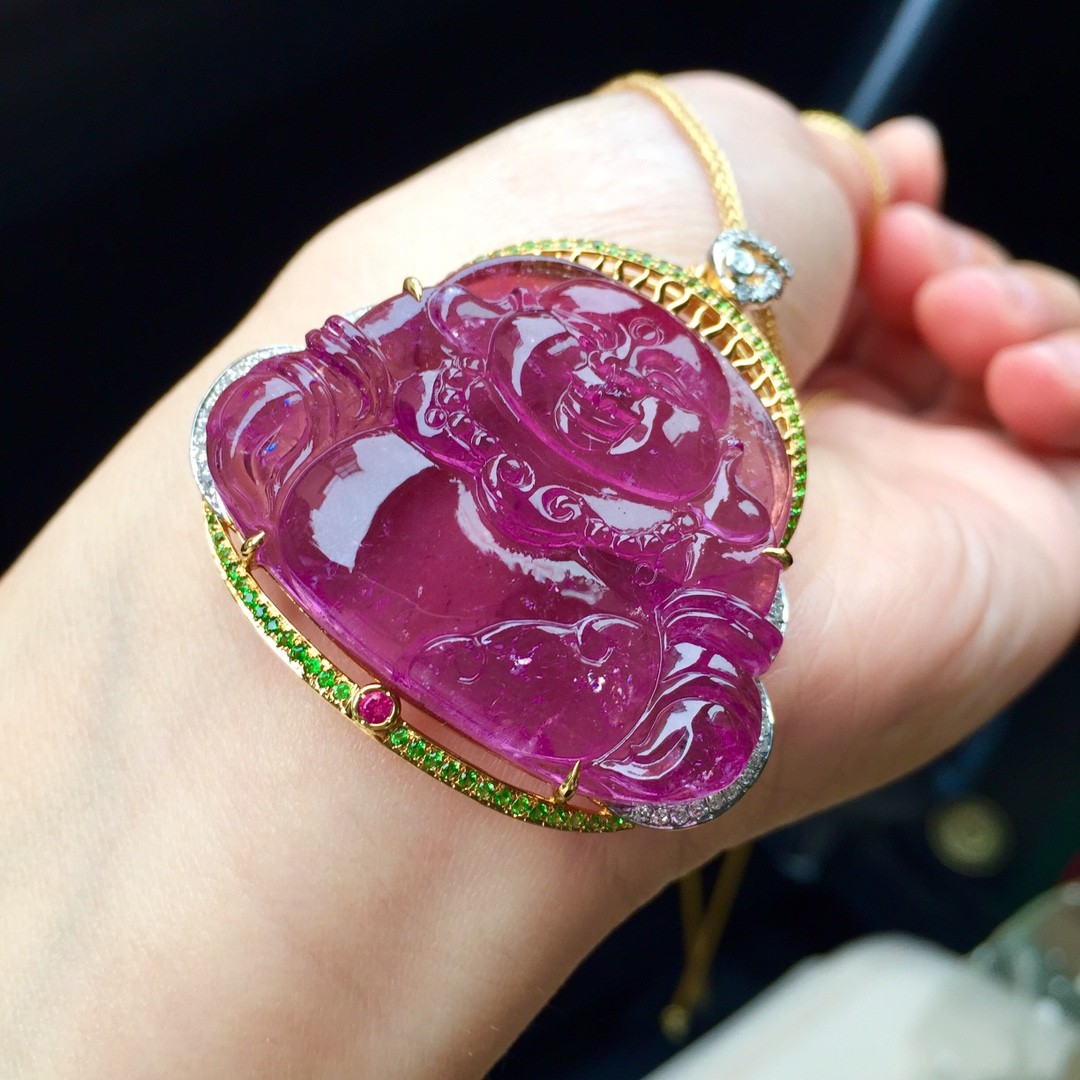 38克 天然紫碧玺佛吊坠