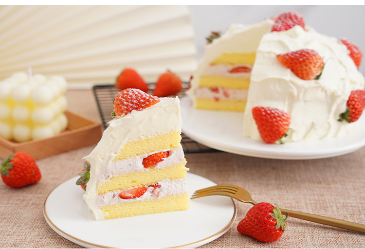 b款低糖草莓炸弹果酱低卡低脂动物淡奶油生日蛋糕甜品