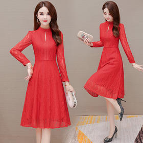 YWE M21317蕾丝连衣裙修身气质大码女人味裙