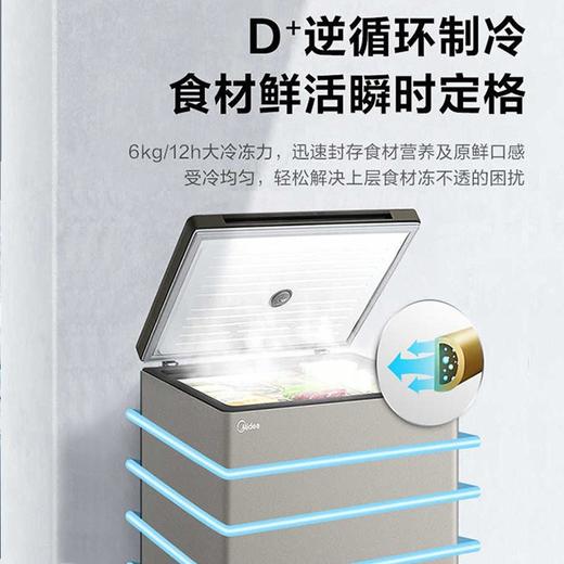 美的（Midea）冰柜家用小型冷冻柜卧式单温顶开门冷柜彩晶玻璃面板电子温控-30度深冷速冻一级节能 商品图6