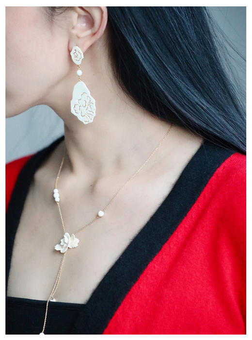 【月出】猛犸牙雕国粹·手工制作·牡丹18K金长链yc 商品图6