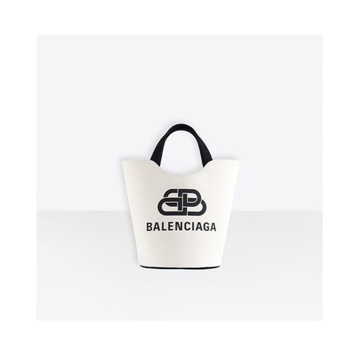BALENCIAGA 巴黎世家 女士标志印花水桶型托特包 白色 619979 KMZG3 9260 商品图0