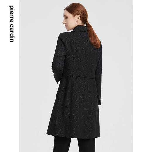 皮尔卡丹女装大衣黑色简约中长款百搭通勤羊毛呢外套P1413C1989B0
 商品图2