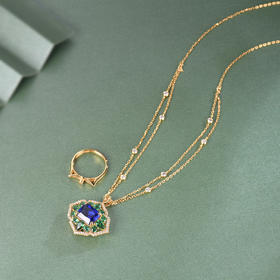 【采购专享】宫里的世界&BYJ 齐眉祝寿梅花戒指项链两用款 嵌彩石