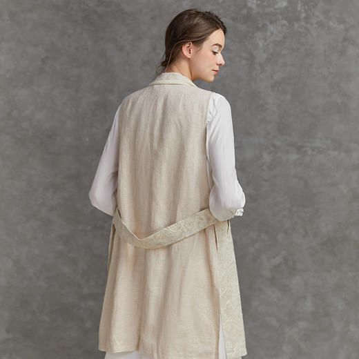 Famecoco范可儿灰色中长款马甲春重工刺绣开衫外搭F221CA003 商品图3