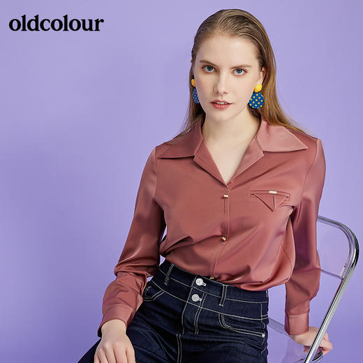 oldcolour欧珂2022春新商场同款长袖衬衫套头衫女O11013122 商品图1