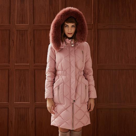 粉色收腰长羽绒服外套 商品图2