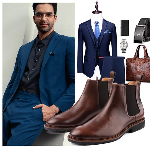 TIMOTHY＆CO．/迪迈奇靴子男靴切尔西靴男士潮流真皮新款短靴 商品图2