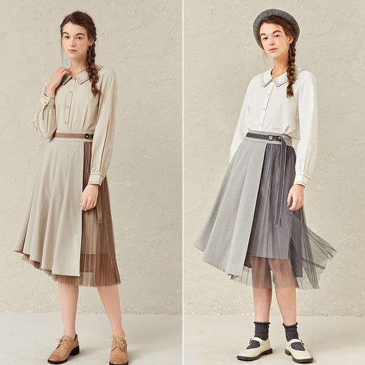 Famecoco范可儿灯笼袖女上衣春装娃娃领衬衫F221BA012 商品图4