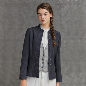 famecoco范可儿短款复古女外套早春灰色小外衣F221AB001