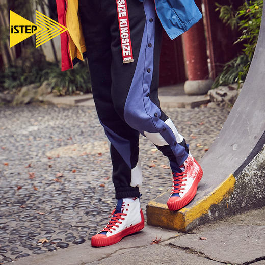 【正品】iSTEP官方原创男女鞋2022新品鼠你有财印花高帮帆布鞋平底板鞋女 商品图1
