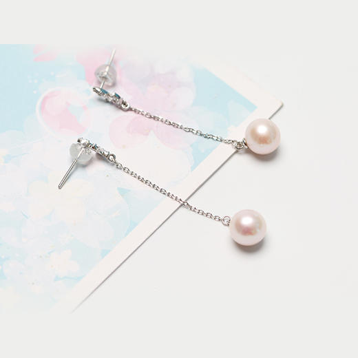 美裕 【花颜】银925淡水珍珠耳钉 9-10mm白 104970 商品图2