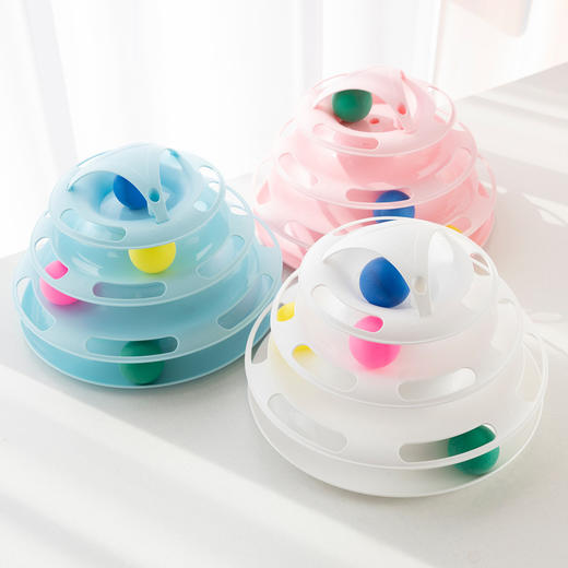 【宠物益智玩具】四层太空塔猫咪互动玩具转盘益智自嗨游乐轨道球宠物玩具 商品图1