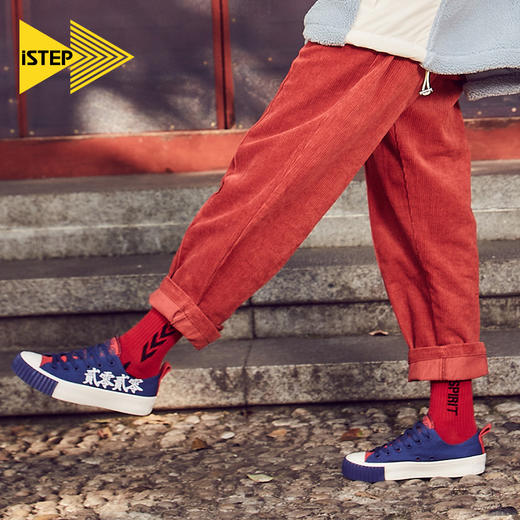 【正品】iSTEP官方原创男女鞋2022新品鼠你有财印花高帮帆布鞋平底板鞋女 商品图2
