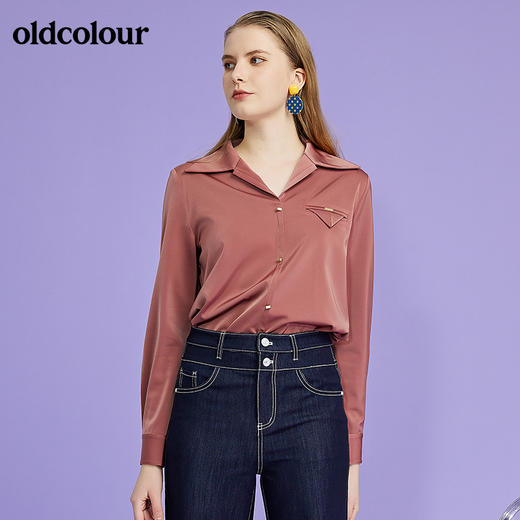 oldcolour欧珂2022春新商场同款长袖衬衫套头衫女O11013122 商品图0