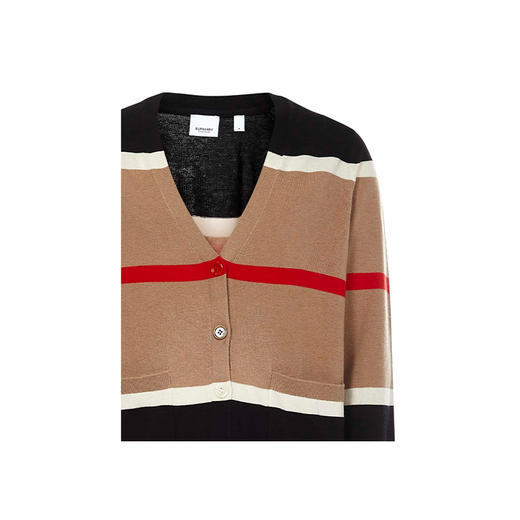 BURBERRY 博柏利 条纹设计羊绒混纺开衫 女士针织开衫 混色 8048424 A1420 商品图2