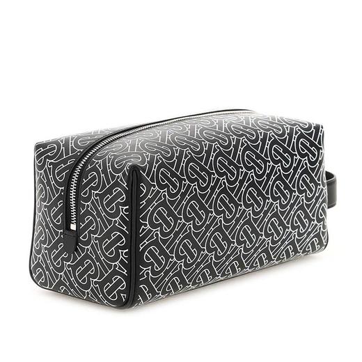 BURBERRY 博柏利 男士黑色白色TB专属标识印花皮革旅行收纳袋手拿包 男士手包 混色 8049323 A6590 商品图1