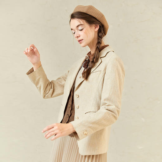 Famecoco范可儿灰色休闲西装外套女小个子春秋款西服F221AW004 商品图3