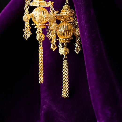 【林栖设计小店】2022春季新品银饰复古女士百搭气质金色长款耳环小众设计 商品图3