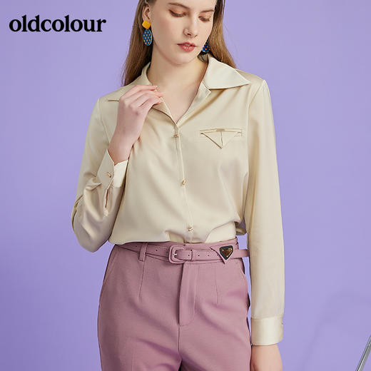 oldcolour欧珂2022春新商场同款长袖衬衫套头衫女O11013122 商品图5