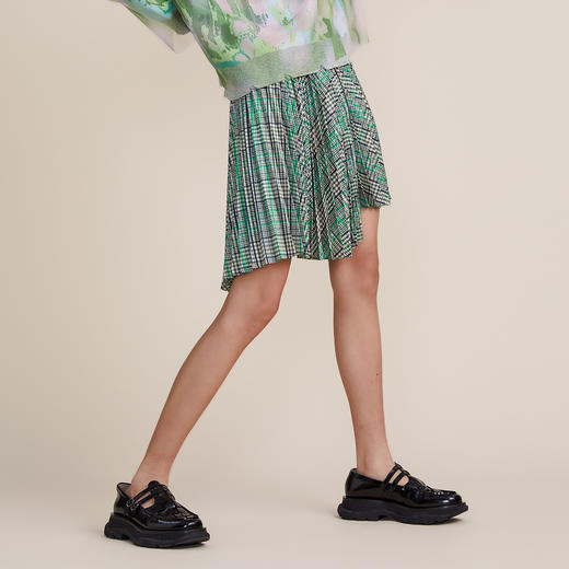 MIIDII谜底2022春新款减龄百褶裙复古学院风格子半身裙221MB0066 商品图1