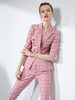 AD职业装气质女神范粉色格子西装套装金色双排扣OL西服套装裤春秋 商品缩略图1