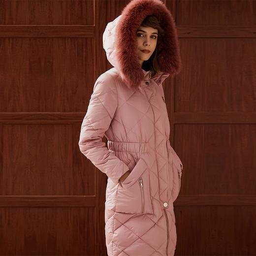 粉色收腰长羽绒服外套 商品图3
