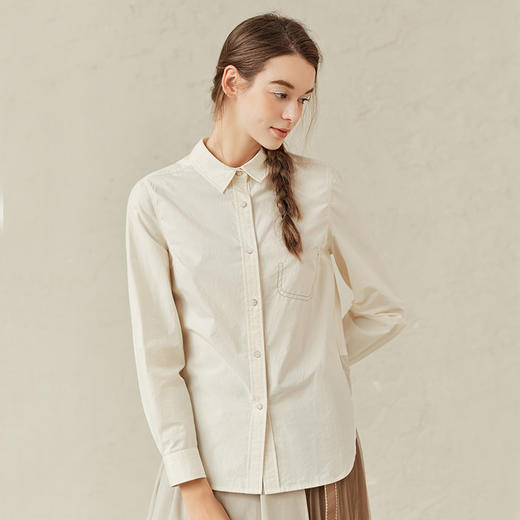 Famecoco范可儿拼接条纹衬衫女早春小众别致上衣F221BA015 商品图0