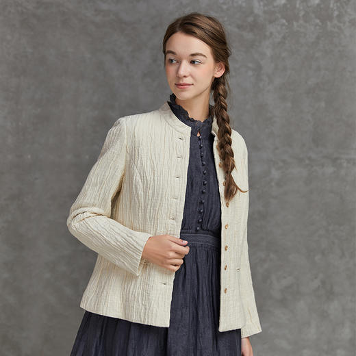 famecoco范可儿短款复古女外套早春灰色小外衣F221AB001 商品图2