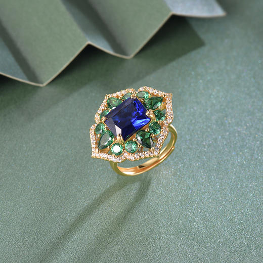 【采购专享】宫里的世界&BYJ 齐眉祝寿梅花戒指项链两用款 嵌彩石 商品图1