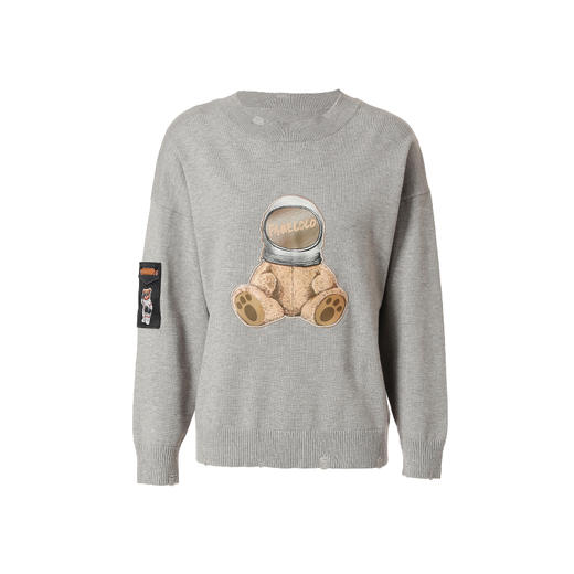 Famecoco范可儿针织上衣少女可爱小熊印花毛衣F221DB007 商品图5