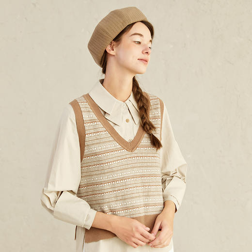 famecoco范可儿小香风女士马甲春日系叠穿针织背心F221CA010 商品图1