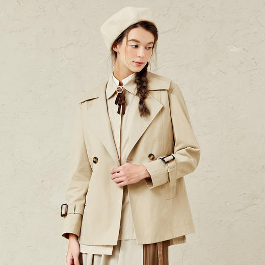 famecoco范可儿灰色风衣女小个子英伦风外套F221AA001 商品图3