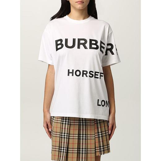 BURBERRY 博柏利 Horseferry 印花棉质宽松 T 恤衫 女士圆领短袖T恤 白色 8048748 A1464 商品图0
