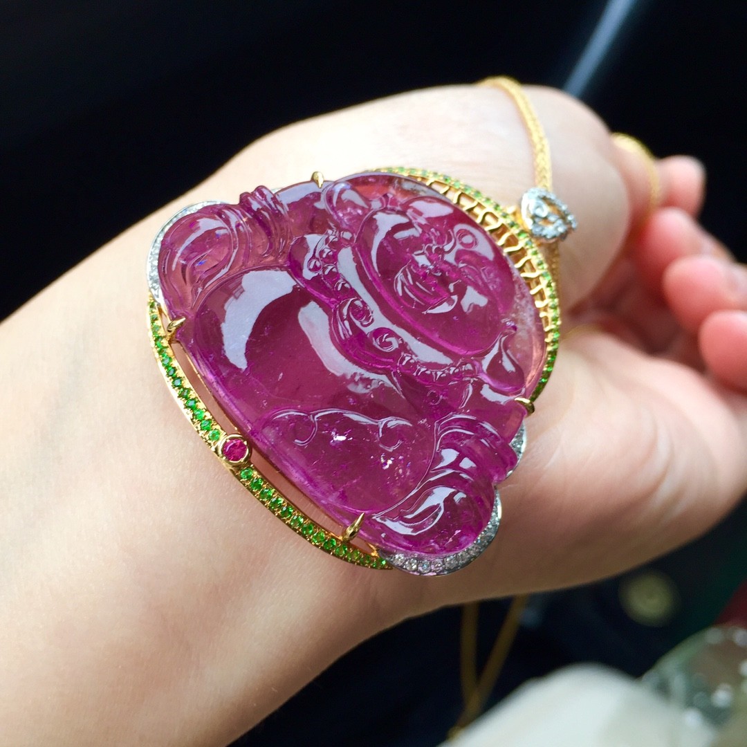 38克 天然紫碧玺佛吊坠