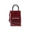 BALENCIAGA 巴黎世家 女士小牛皮鳄鱼压纹字母徽标印花提挎包 酒红色 593826 1LR3N 6211 商品缩略图0