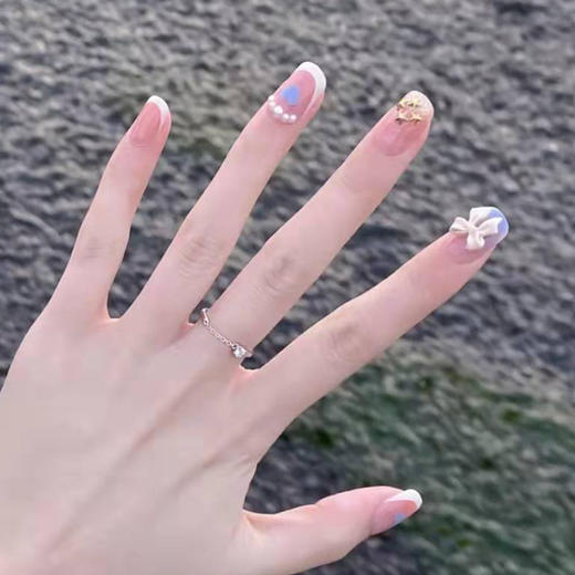 新款软甲可拆卸穿戴甲立体蝴蝶结镶钻款美甲贴柔软牢固不伤手甲片 商品图1