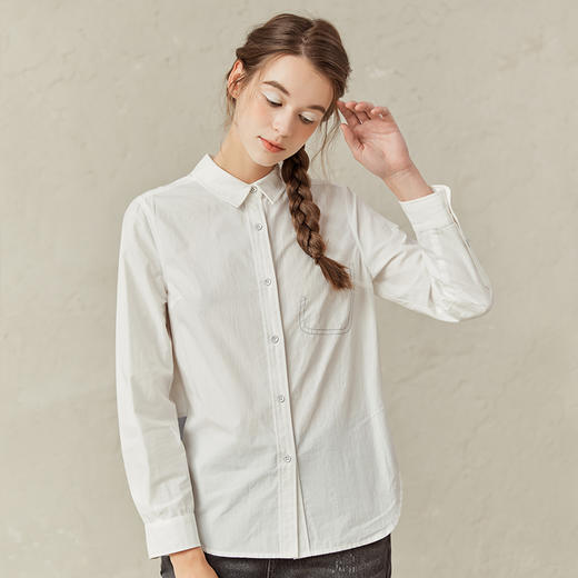 Famecoco范可儿拼接条纹衬衫女早春小众别致上衣F221BA015 商品图3