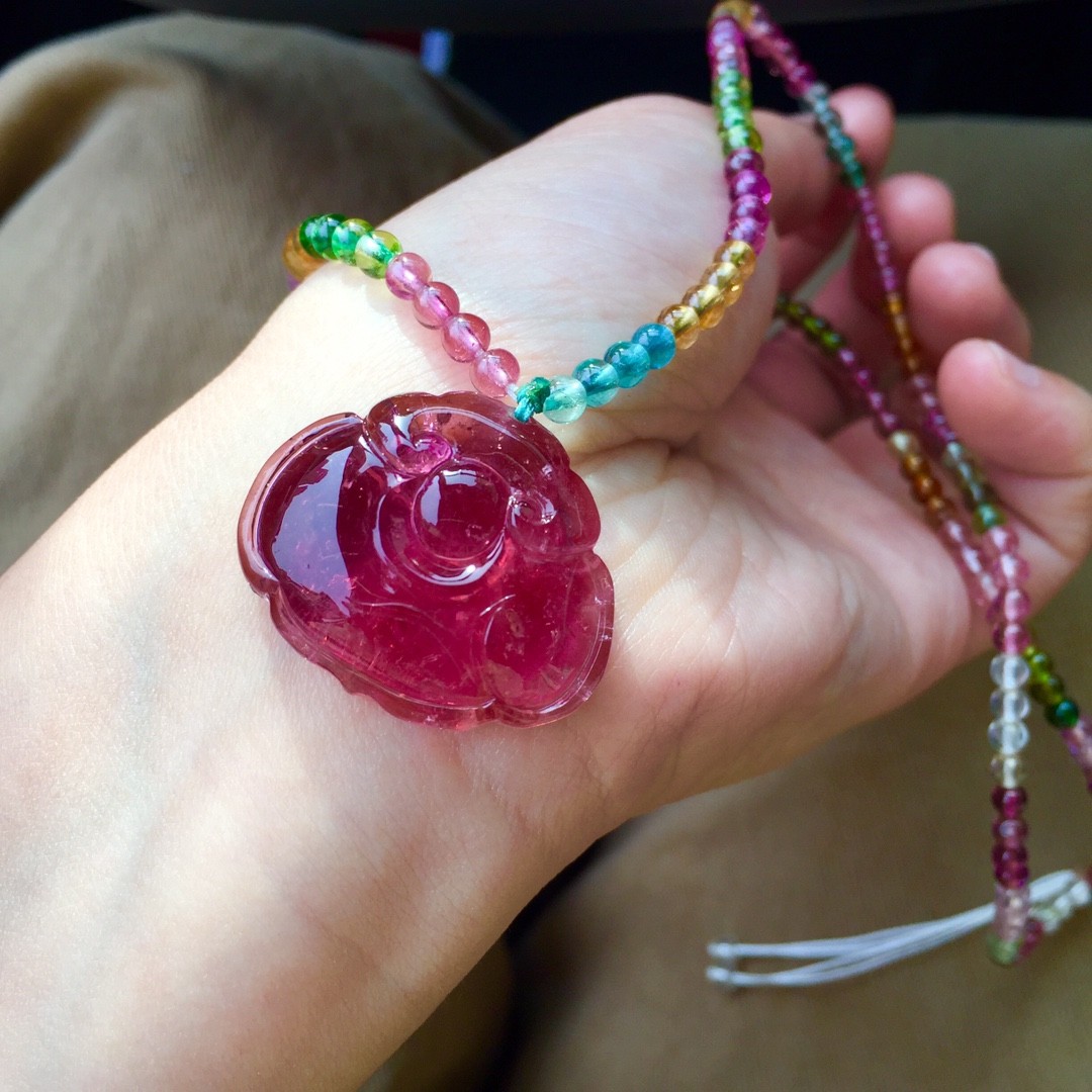 52克 天然红碧玺如意吊坠