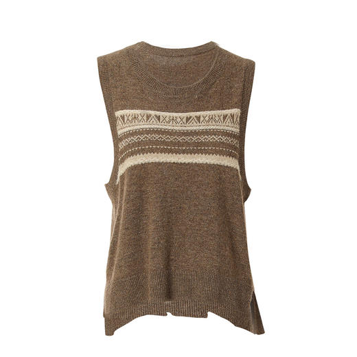 Famecoco范可儿学院风针织马甲女圆领羊毛背心毛衣F221CA009 商品图4